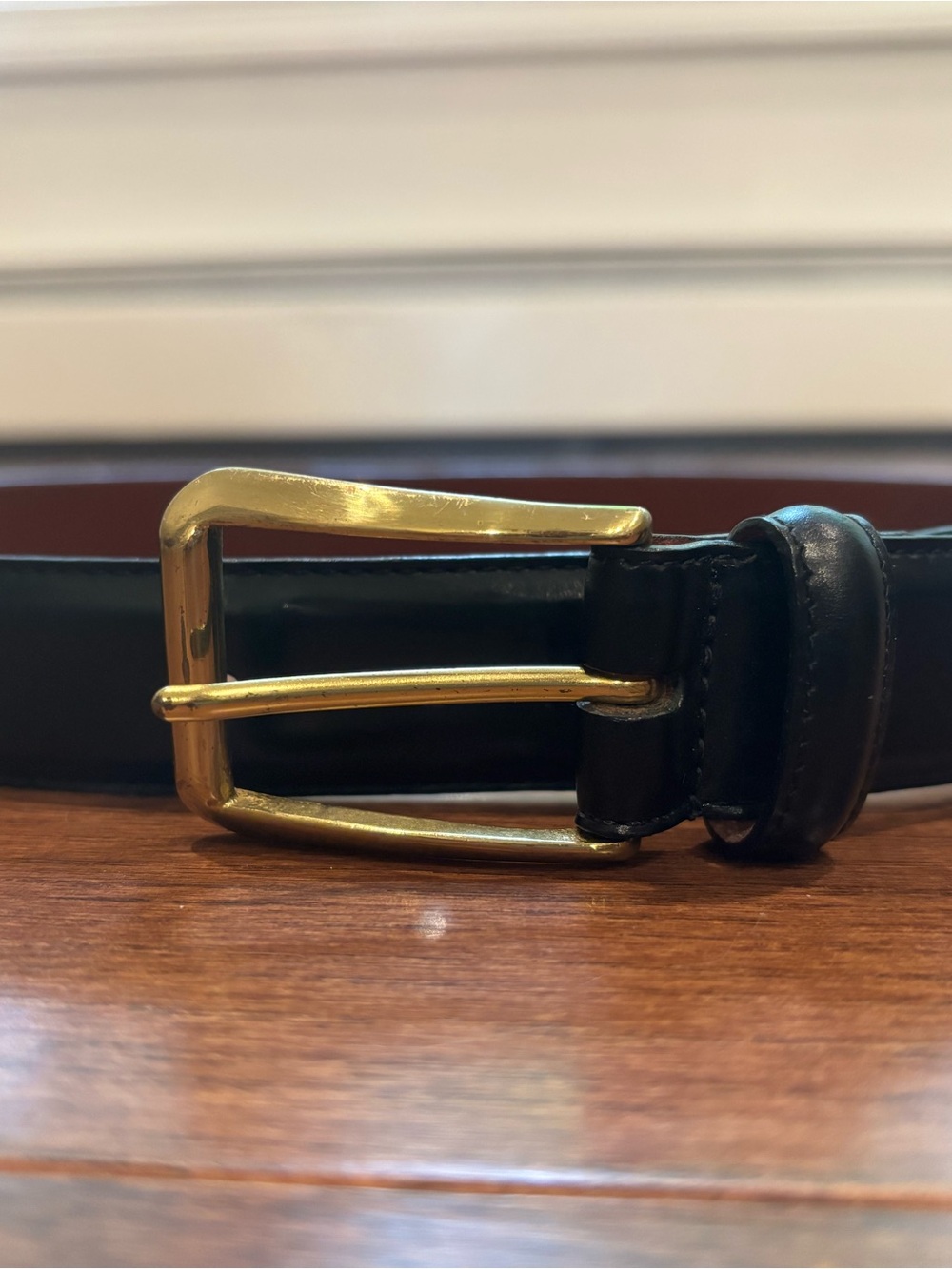 Coach Black Leather Men’s Belt with Gold Buckle